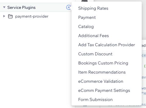 Service Plugins plus menu with Payment